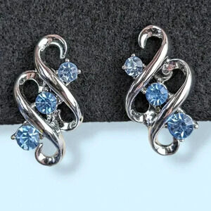 (2 $20) Vintage Coro Blue Rhinestone Earrings